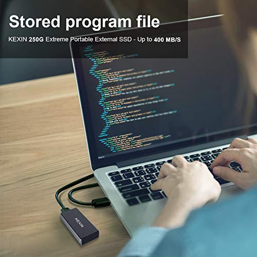 KEXIN SSD EXTERNO PORTÁTIL DE 250 GB HASTA 400 MB/S - USB-C USB 3.1 MINI UNIDAD DE JUEGO DE ESTADO SÓLIDO - 5