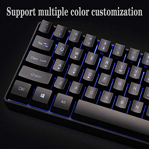 DGG K60 61 TECLAS MULTICOLOR RGB ILUMINADO LED RETROILUMINADO TECLADO PARA JUEGOS CON CABLE IMPERMEABLE MINI COMPACTO 60 - 6