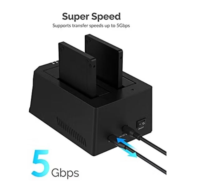 SABRENT USB TYPE-C SATA 2.5' Y 3.5' DUAL BAY HARD DRIVE DOCKING STATION  CLONACIÓN SIN CONEXIÓN  HASTA 5 GBPS  INSTAL - 4