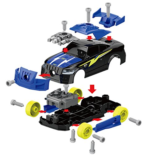 Coche Desmontable De 26 Piezas Con Taladro Eléctrico Y Luces – Juguete DIY De Carreras Con Sonidos, Desmontar Y Montar, Educativo STEM, Regalo Para Niños Y Niñas De 3 A 8 Años, GILOBABY