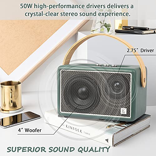 ALTAVOZ BLUETOOTH KONEX VINTAGE 40 W ALTAVOZ INALÁMBRICO PORTÁTIL DE CUERO REPRODUCTOR DE MÚSICA DE GRAVES PESADOS - 2