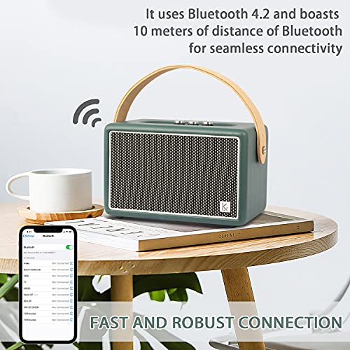 ALTAVOZ BLUETOOTH KONEX VINTAGE 40 W ALTAVOZ INALÁMBRICO PORTÁTIL DE CUERO REPRODUCTOR DE MÚSICA DE GRAVES PESADOS - 3