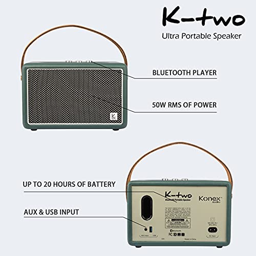 ALTAVOZ BLUETOOTH KONEX VINTAGE 40 W ALTAVOZ INALÁMBRICO PORTÁTIL DE CUERO REPRODUCTOR DE MÚSICA DE GRAVES PESADOS - 5