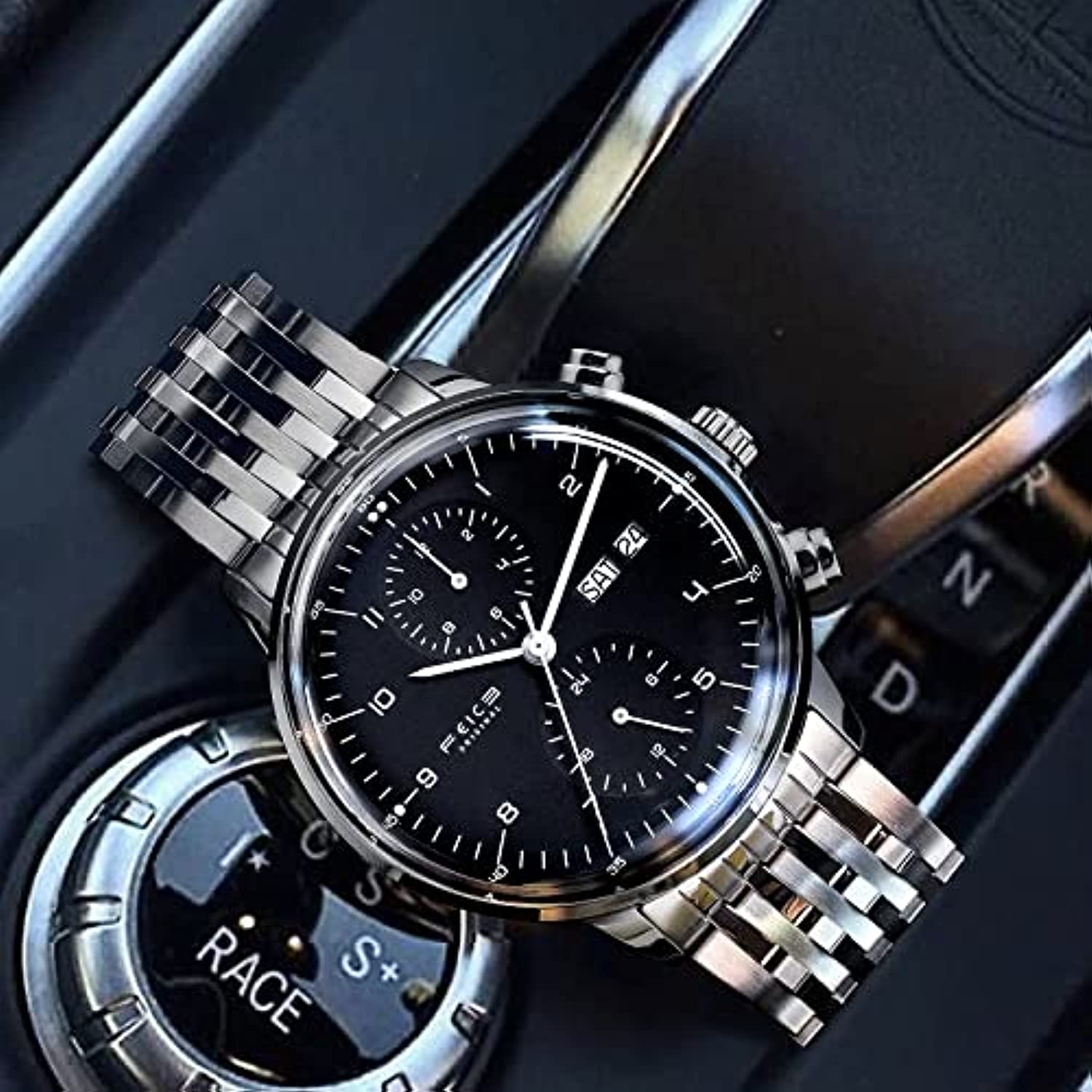 RELOJ FEICE HOMBRE FM121 LUJO PLATEADO - 6