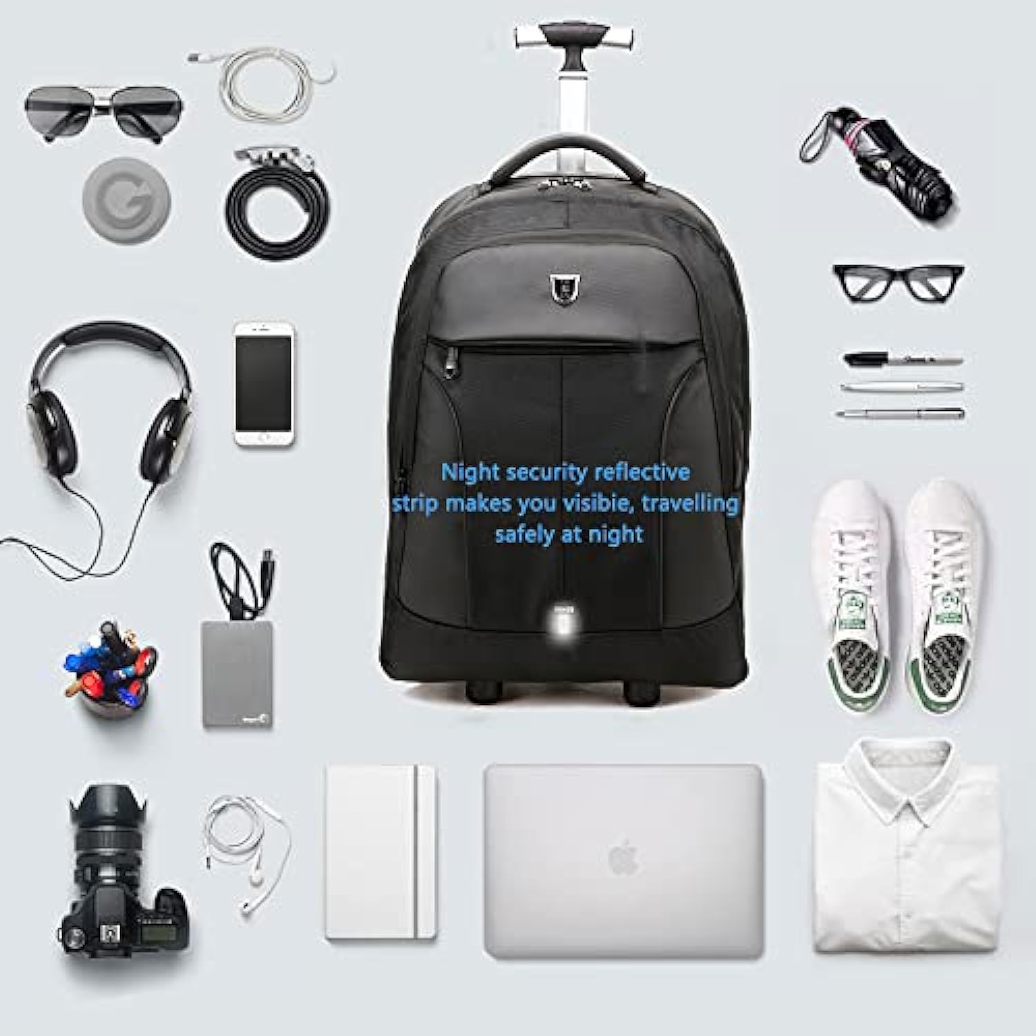 MOCHILA CON RUEDAS YHYGS  UNISEX EN NEGRO - 6