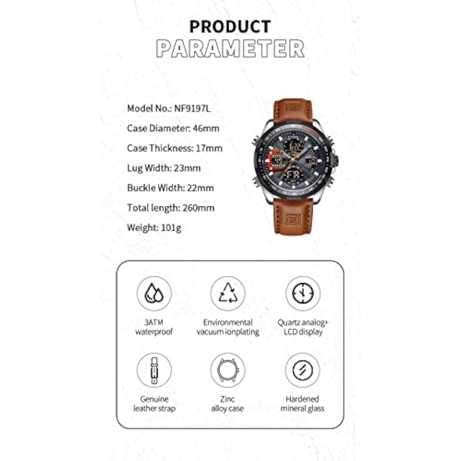 RELOJ NAVIFORCE HOMBRE NF9197L-SGYOBN MARRÓN - 2