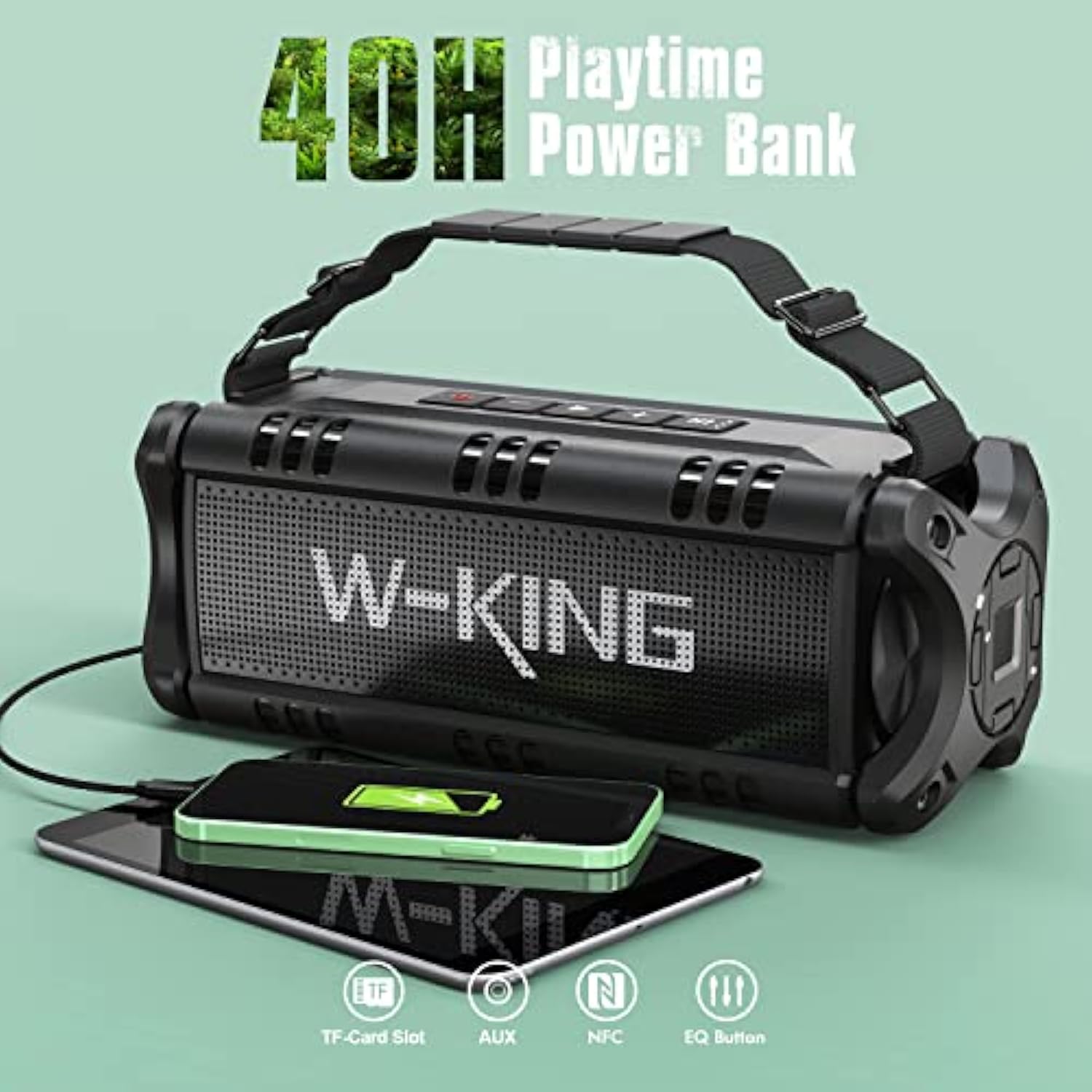 PARLANTE BLUETOOTH W-KING ALTAVOZ POTENTE 50 W - 4