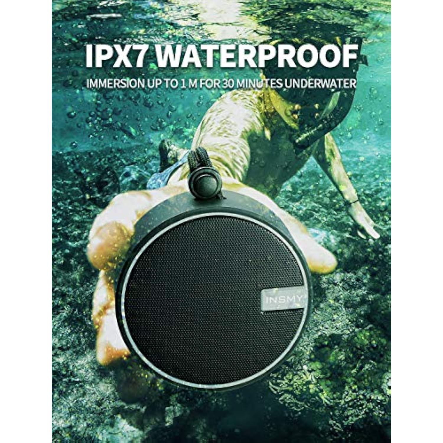 ALTAVOZ PORTÁTIL INSMY IPX7 RESISTENTE AL AGUA CON BLUETOOTH - 2