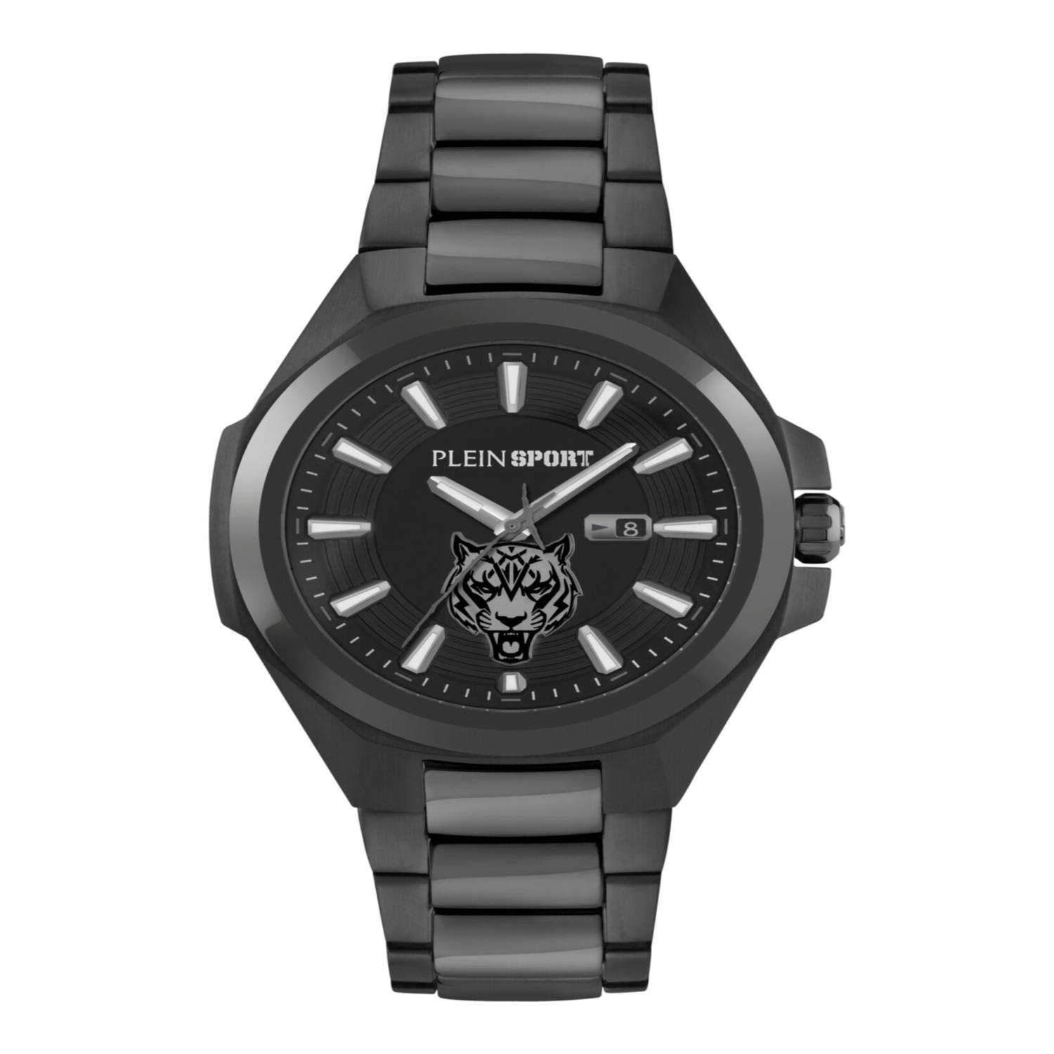 Plein Sport TIGERMASTER Orologio analogico al quarzo da uomo, IP Nero/Nero/Acciaio - Ps7ba0924, Bracciale