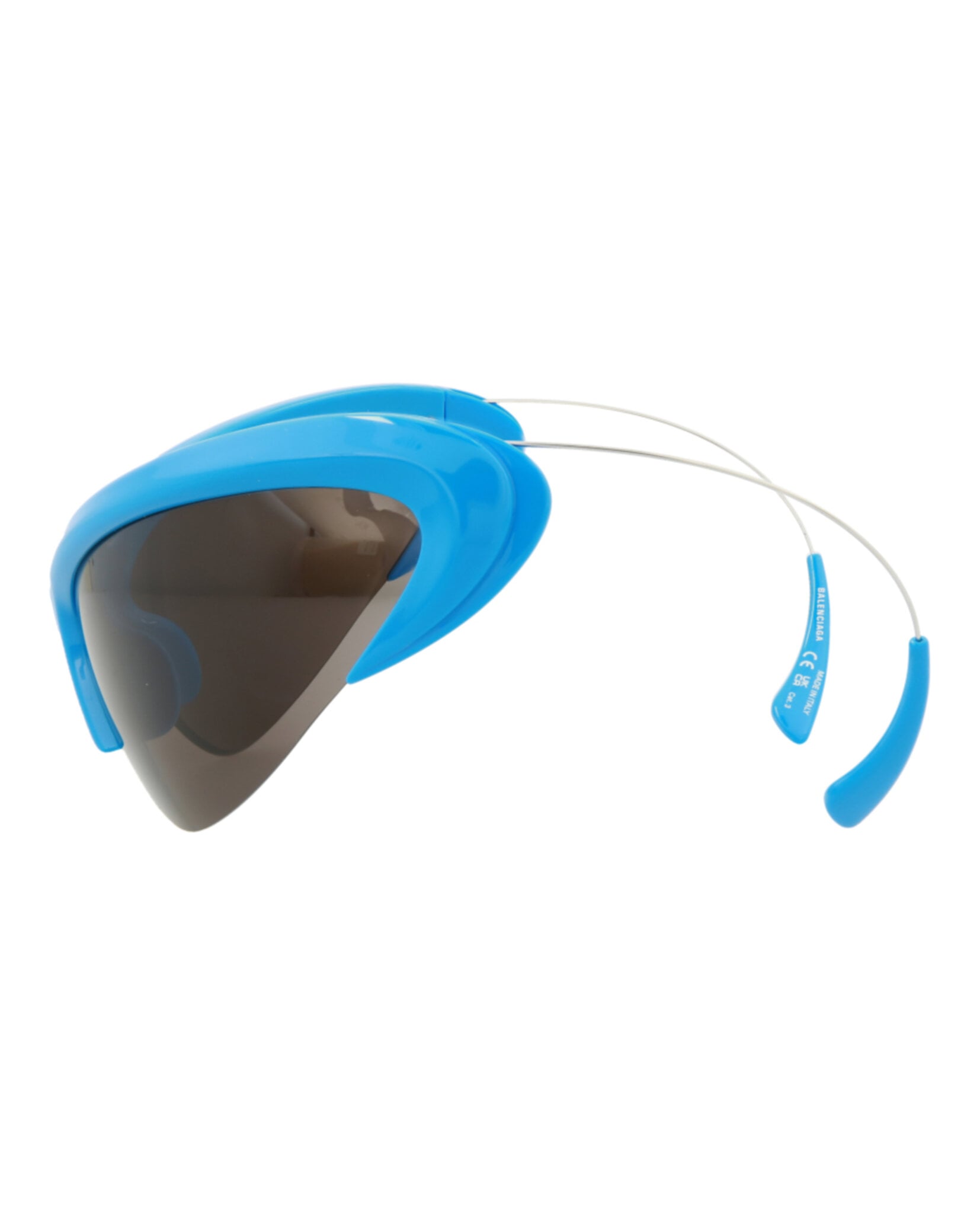 GAFAS DE SOL BALENCIAGA SHIELD-FRAME BIO INJECTION UNISEX EN AZUL CLARO Y GRIS PLATEADO - 3