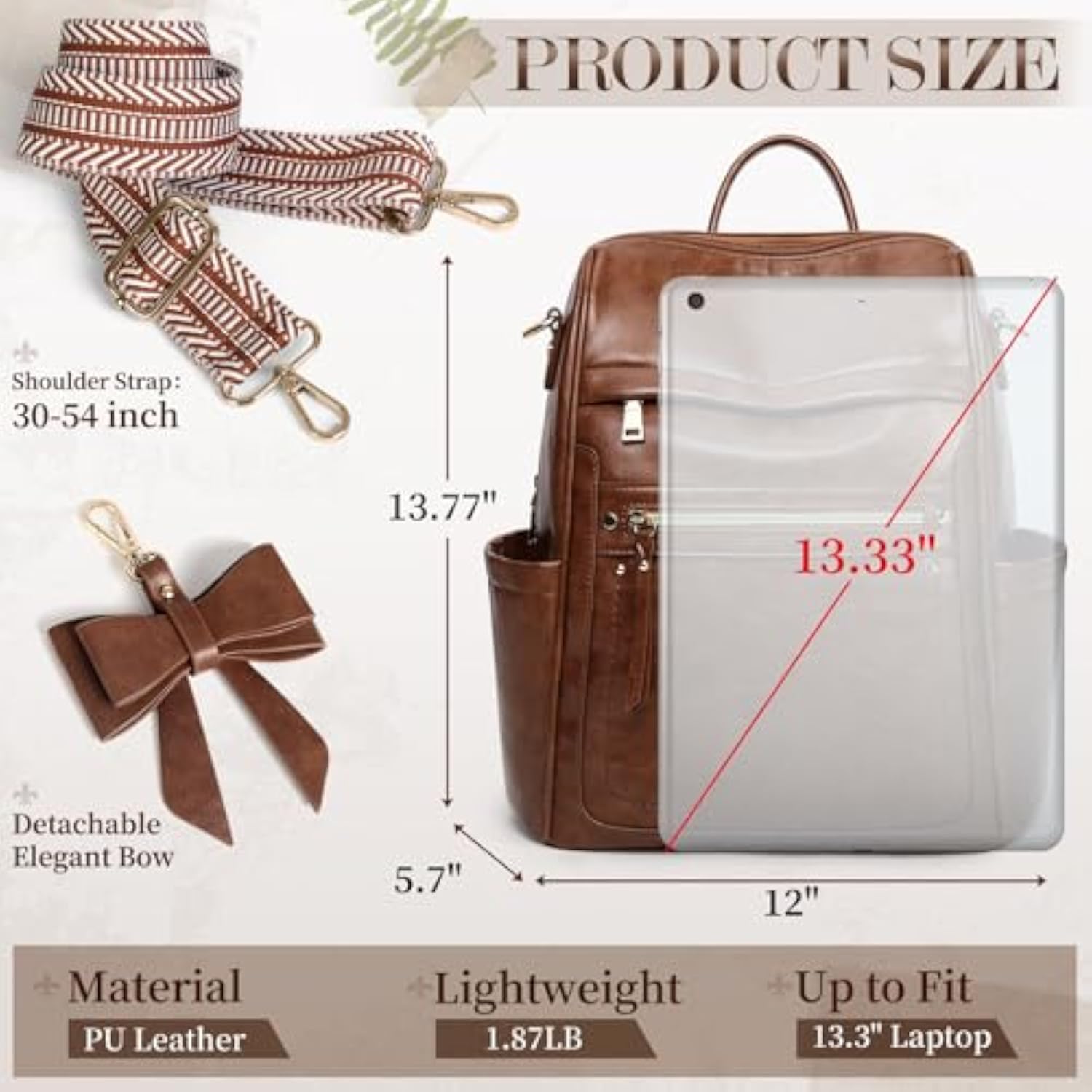 RAINSMORE MOCHILA PARA MUJER MOCHILA DE CUERO IMPERMEABLE DE VIAJE - 3