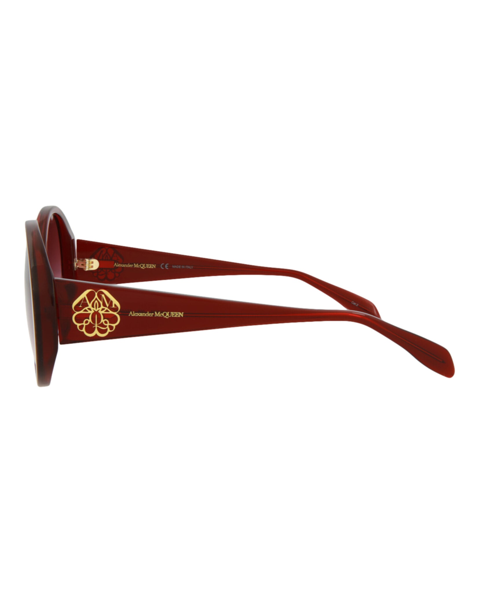 GAFAS DE SOL ALEXANDER MCQUEEN DE ACETATO CON MONTURA REDONDA (MUJER) EN COLOR BURDEOS Y ROJO - 3