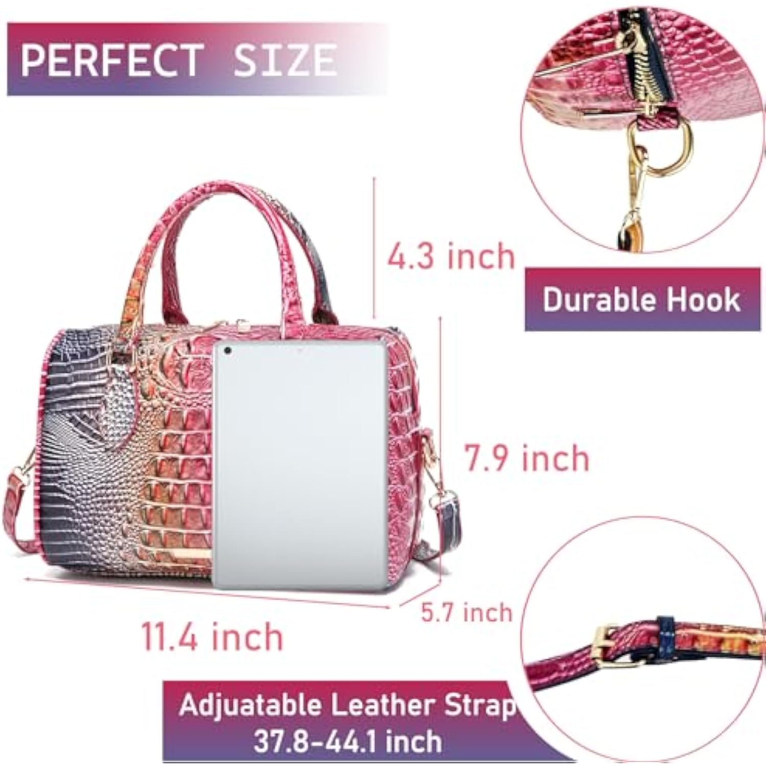 BOLSOS DE COCODRILO CON ASA SUPERIOR PARA MUJER - 3