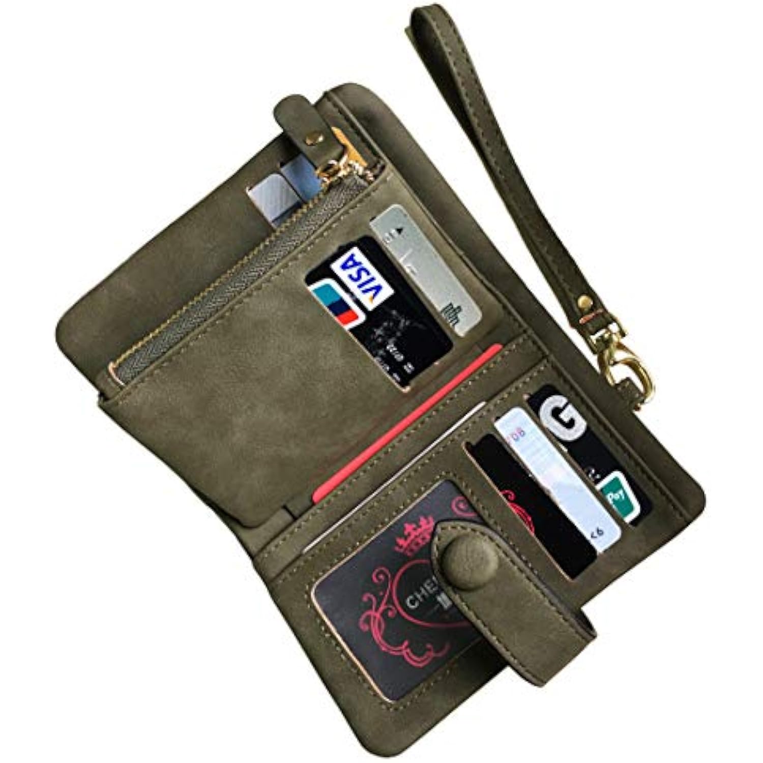 CARTERA PEQUEÑA DE CUERO PLEGABLE PARA MUJER CON BLOQUEO RFID CON TARJETERO Y VENTANA DE IDENTIFICACIÓN MONEDERO - 5