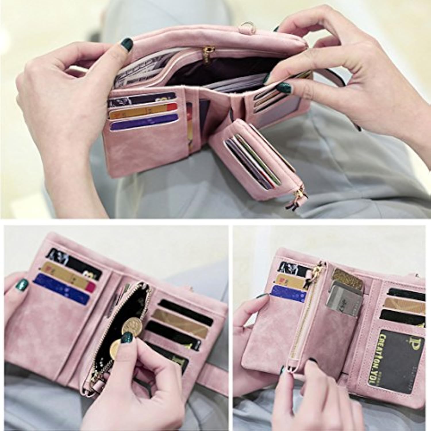CARTERA PARA MUJER PLEGABLE PEQUEÑASDE PIEL SUAVE RFID - 3