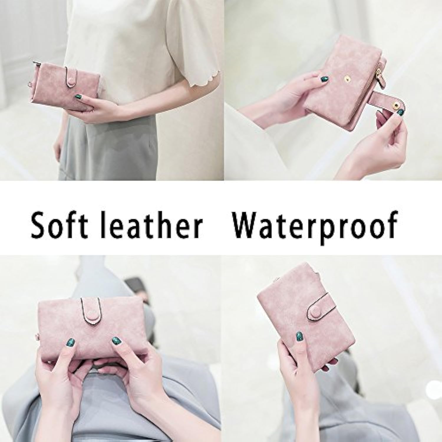 CARTERA PARA MUJER PLEGABLE PEQUEÑASDE PIEL SUAVE RFID - 4