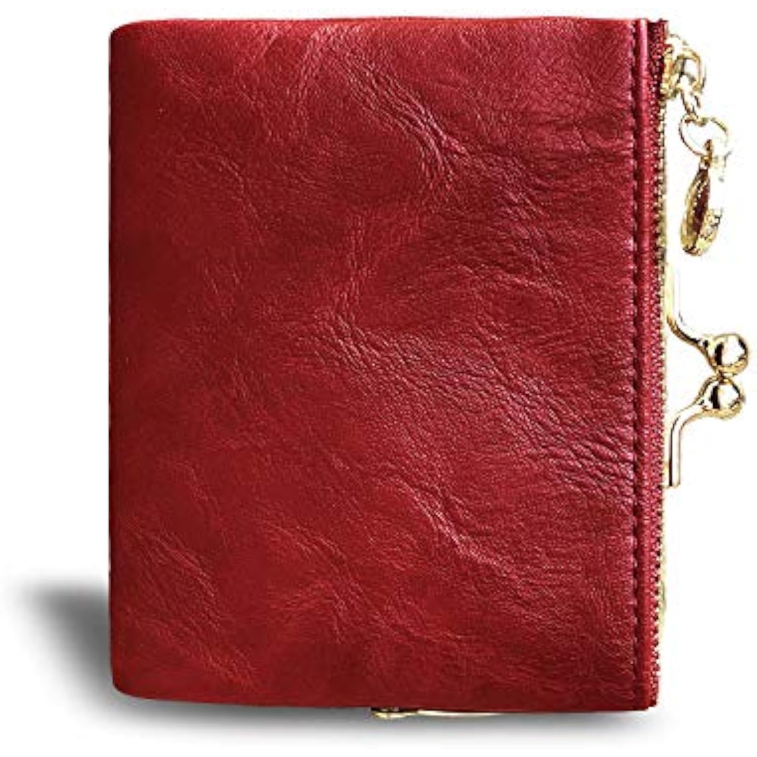 CARTERA PARA MUJER PEQUEÑA RFID COMPACTA PLEGABLE DE PIEL VINTAGE CON CREMALLERA Y CIERRE DE BESO - 4