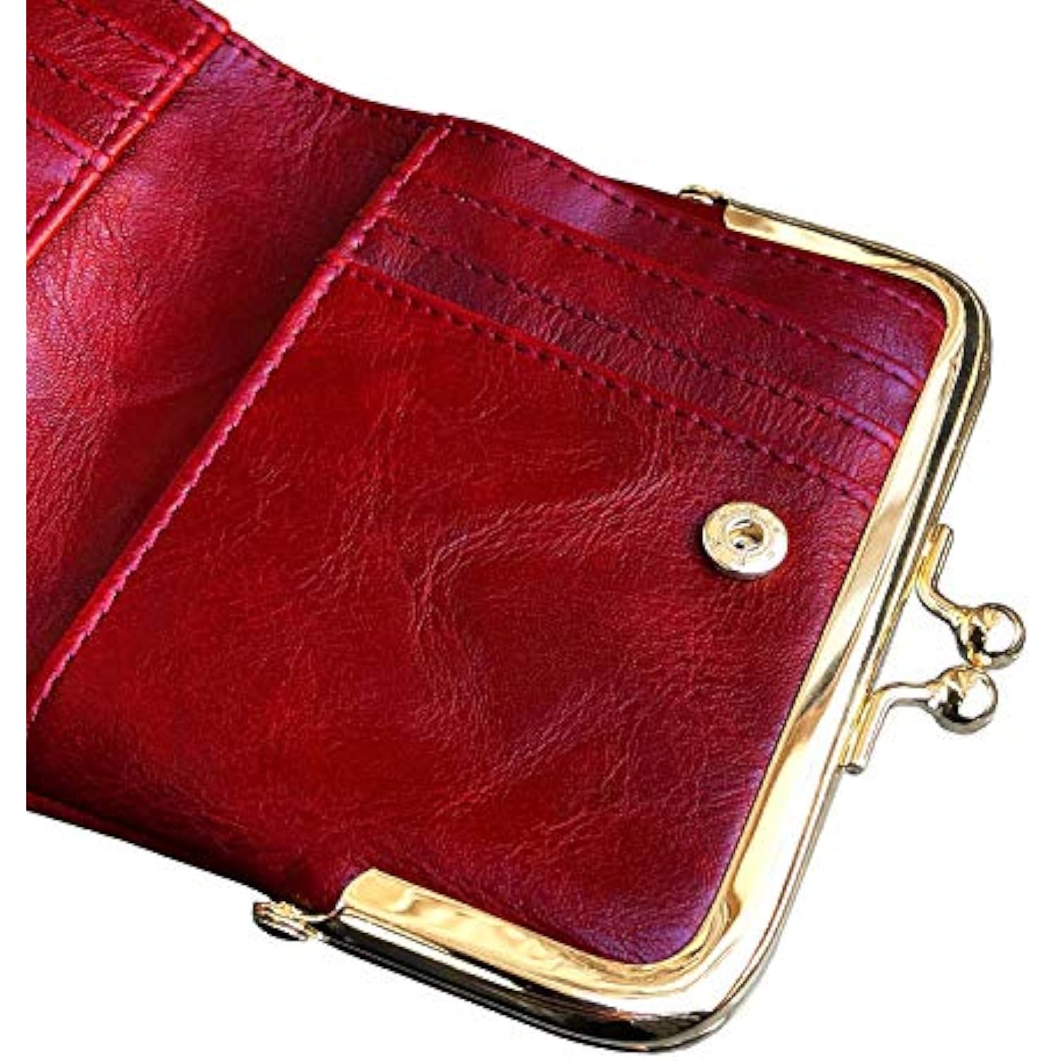CARTERA PARA MUJER PEQUEÑA RFID COMPACTA PLEGABLE DE PIEL VINTAGE CON CREMALLERA Y CIERRE DE BESO - 5