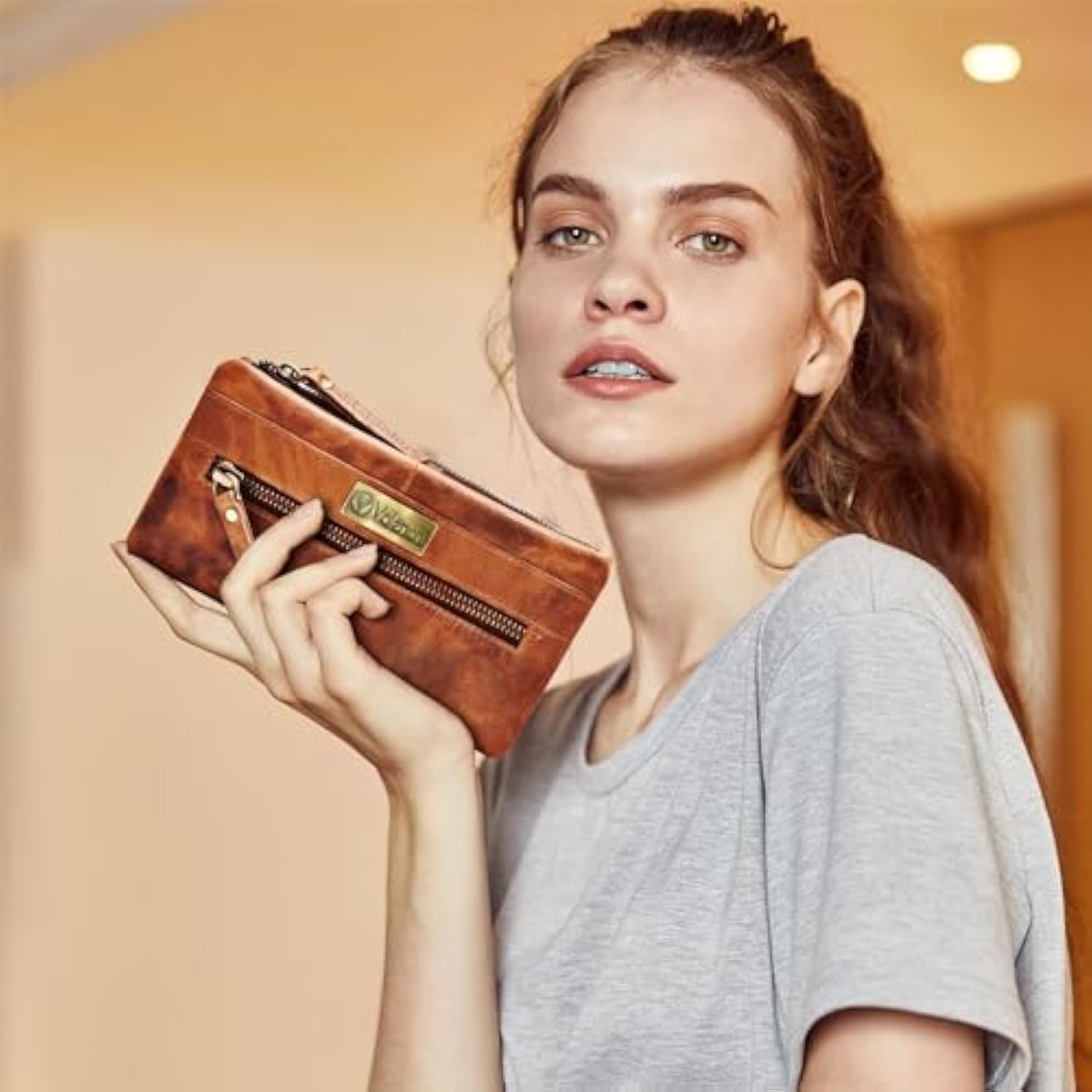 CARTERA DE PIEL FLEXIBLE Y SUAVE PARA MUJER CON RANURAS PARA TARJETAS DE CRÉDITO MONEDERO - 2