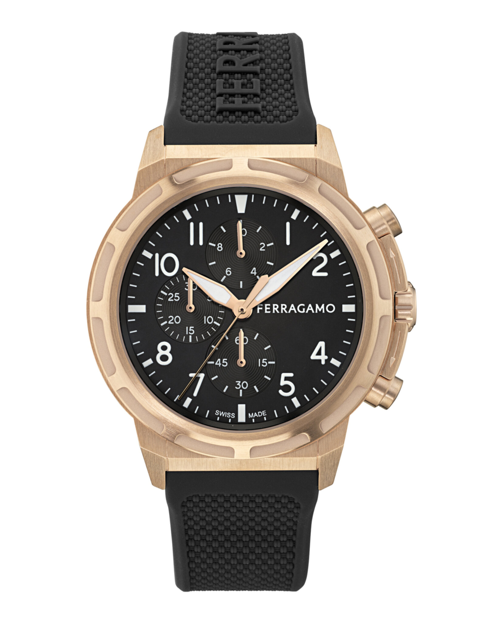 RELOJ FERRAGAMO SPORT CHRONO DE SILICONA (HOMBRE) ORO ROSA - 1