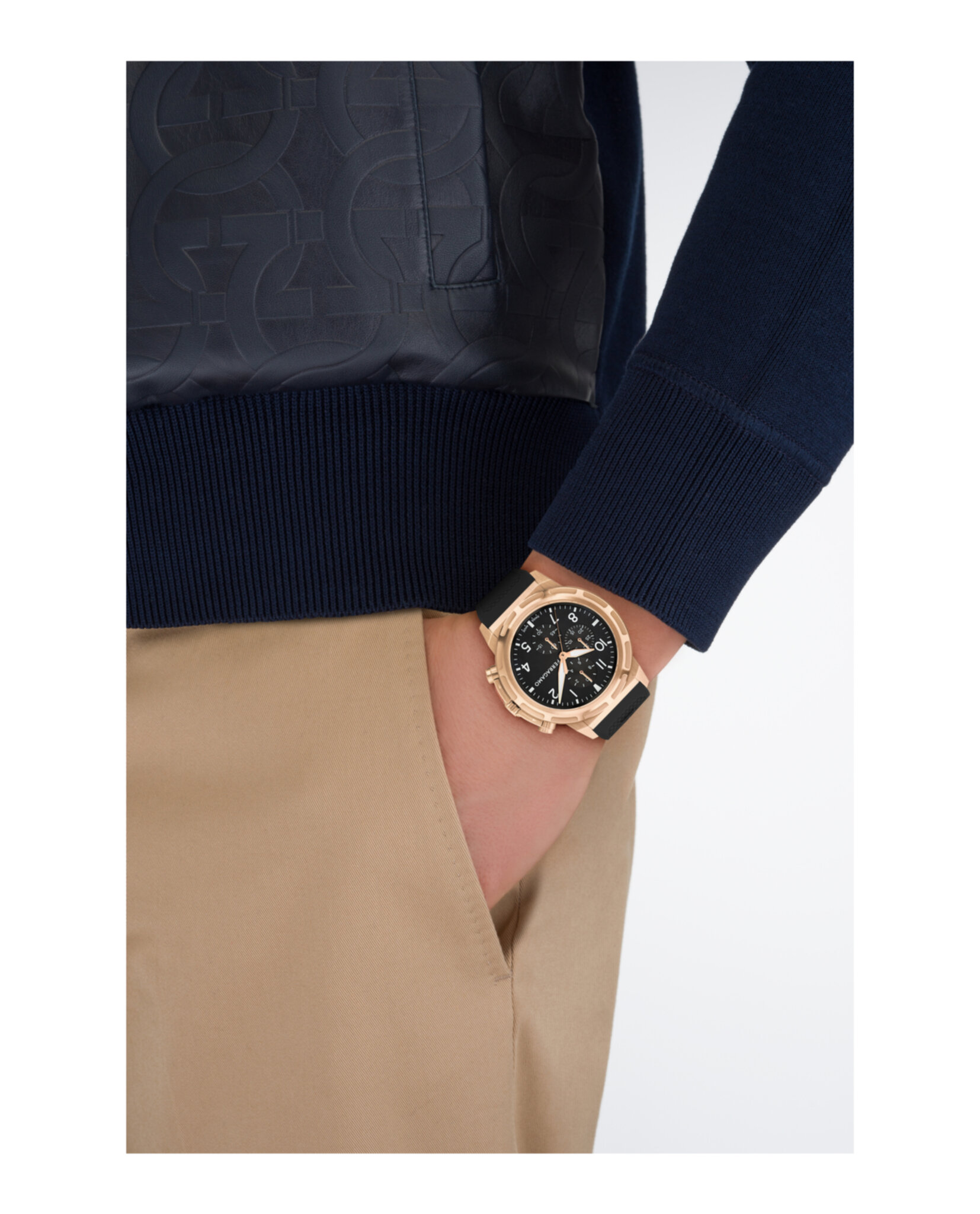 RELOJ FERRAGAMO SPORT CHRONO DE SILICONA (HOMBRE) ORO ROSA - 4