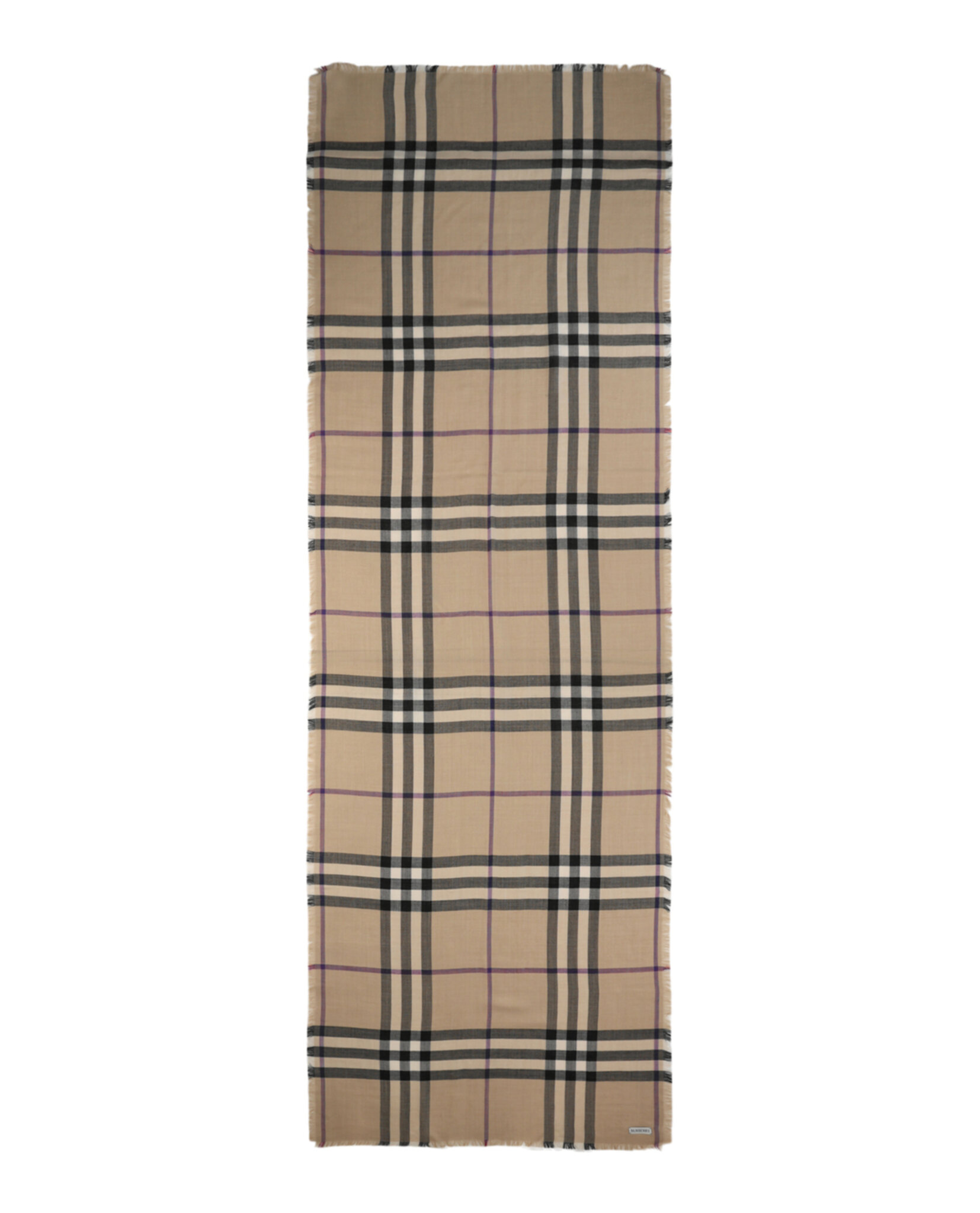 BUFANDA BURBERRY DE GASA A CUADROS GRANDES EN LIQUEN ARENOSO - 1