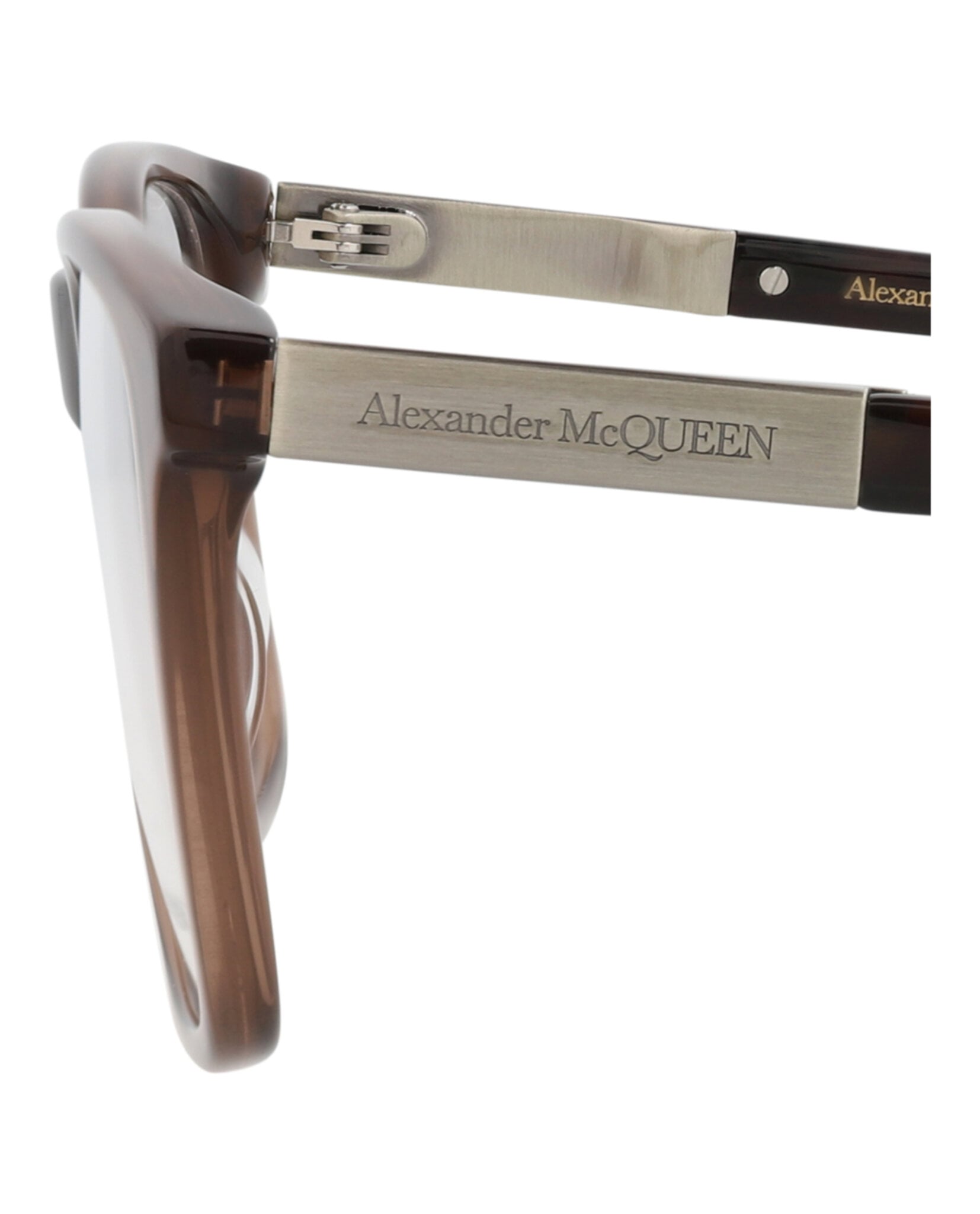MONTURA ÓPTICA CON MARCO CUADRADO ALEXANDER MCQUEEN (HOMBRE) COLOR MARRÓN PLATEADO - 4