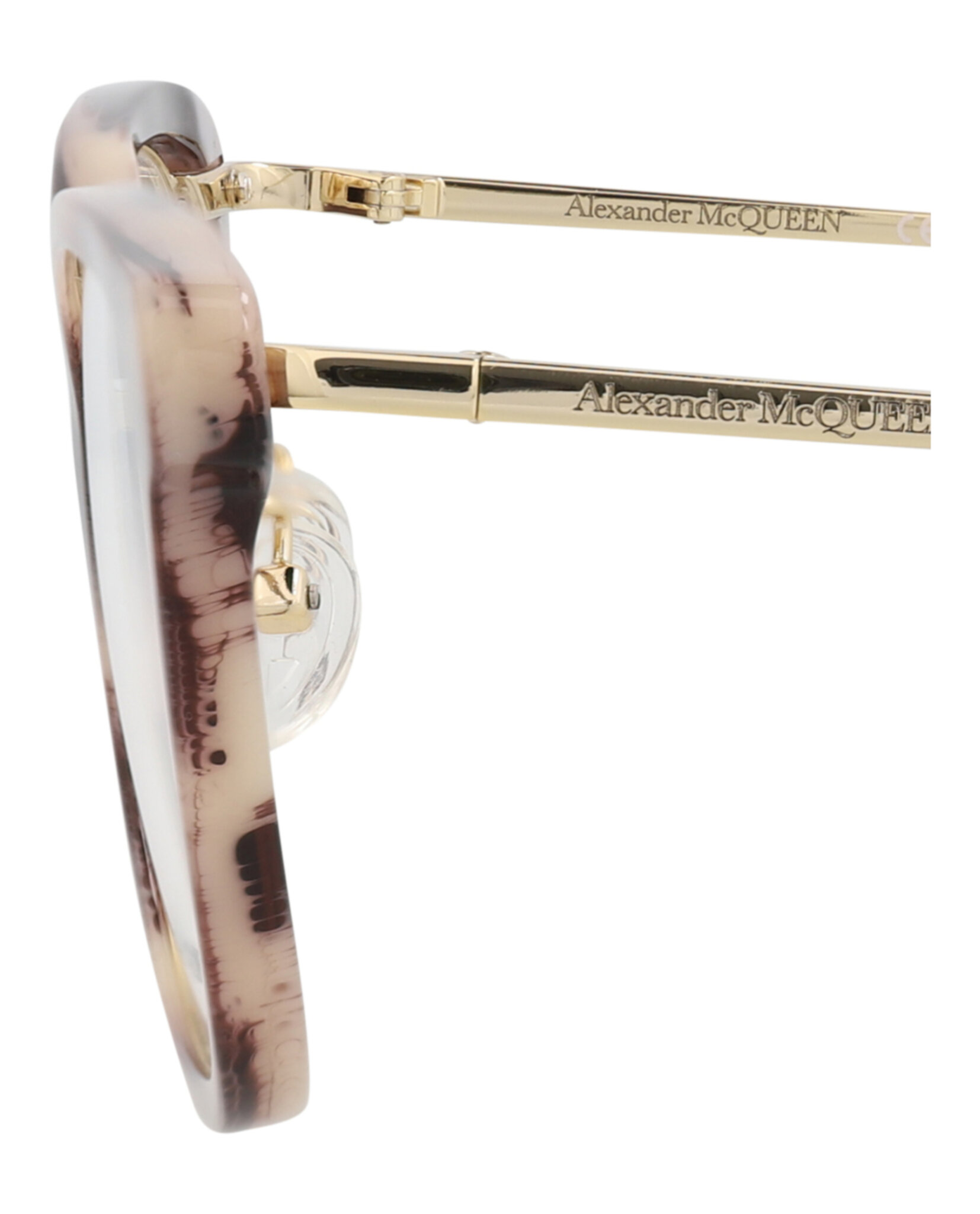 MONTURA ÓPTICA CON MARCO CUADRADO ALEXANDER MCQUEEN (MUJER) ORO ROSA TRANSPARENTE - 4