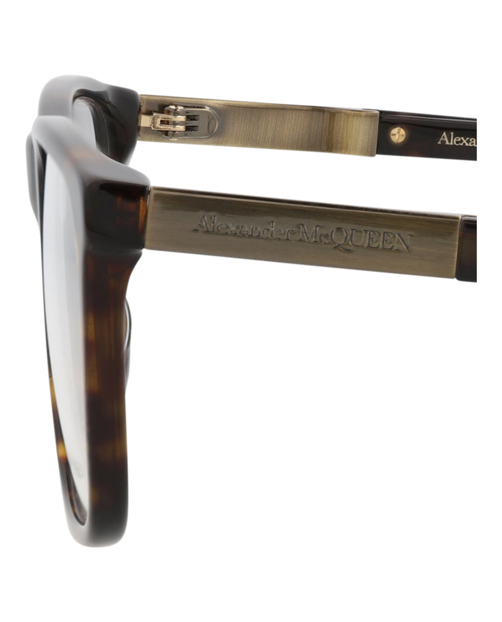 MONTURA ÓPTICA CON MARCO CUADRADO ALEXANDER MCQUEEN (HOMBRE) EN COLOR HAVANA GOLD TR - 4