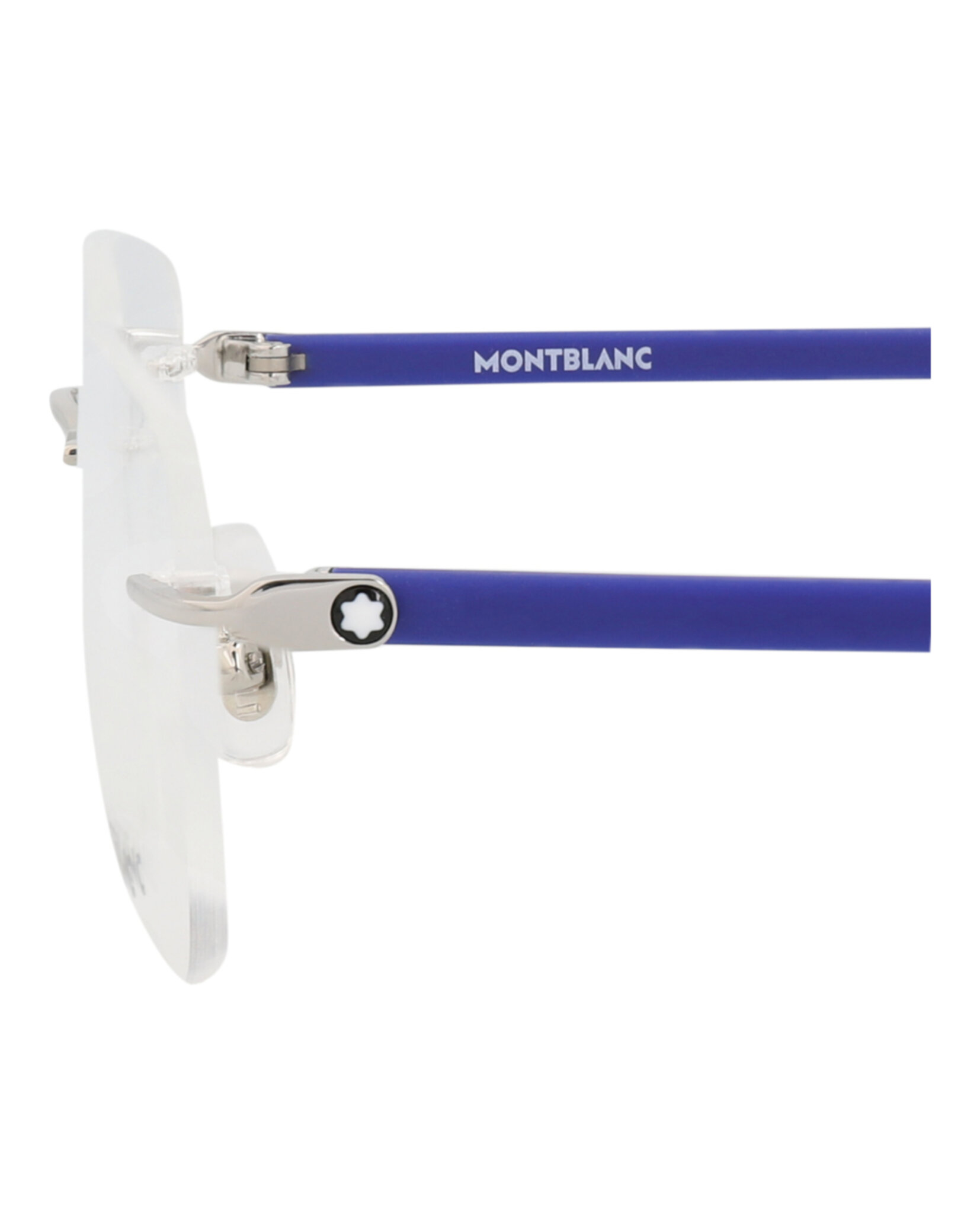 MONTURA ÓPTICA METÁLICAS MONTBLANC CON MARCO CUADRADO (HOMBRE) EN PLATA AZUL Y TRANSPARENTE - 4