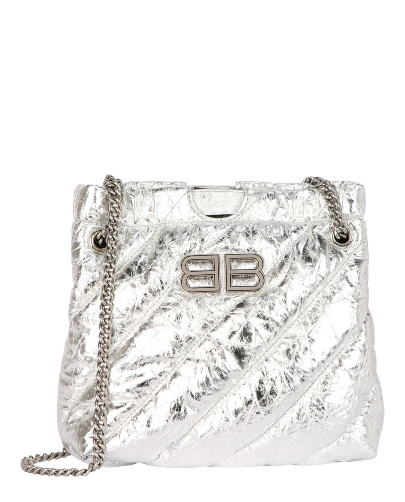 BOLSO BALENCIAGA XS ACOLCHADOS METALIZADOS CRUSH (MUJER) PLATA - 1