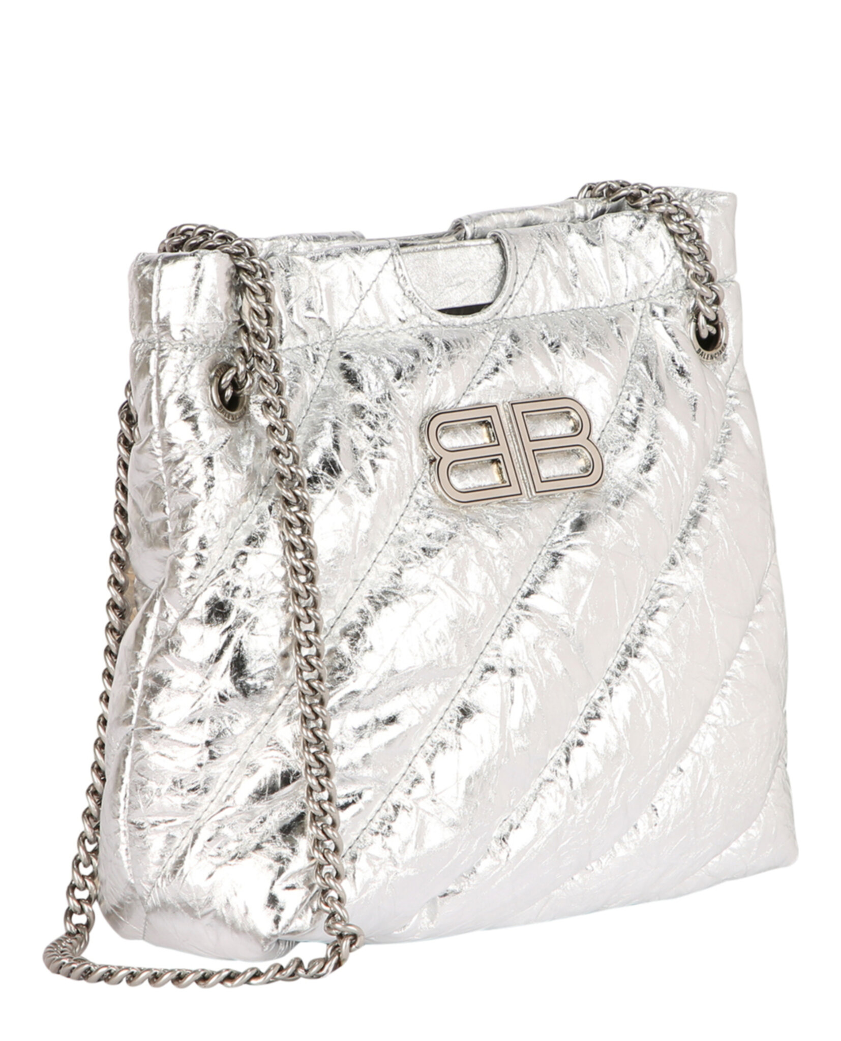 BOLSO BALENCIAGA XS ACOLCHADOS METALIZADOS CRUSH (MUJER) PLATA - 2
