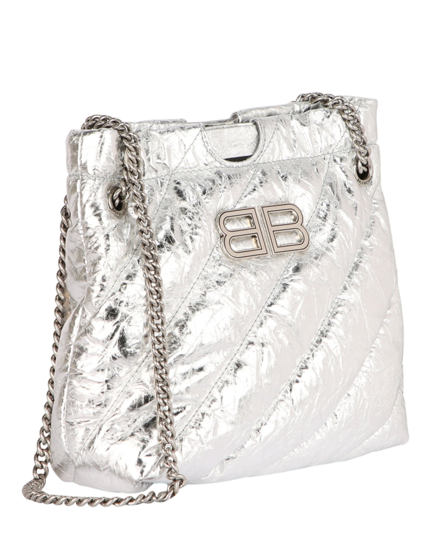 BOLSO BALENCIAGA XS ACOLCHADOS METALIZADOS CRUSH (MUJER) PLATA - 3