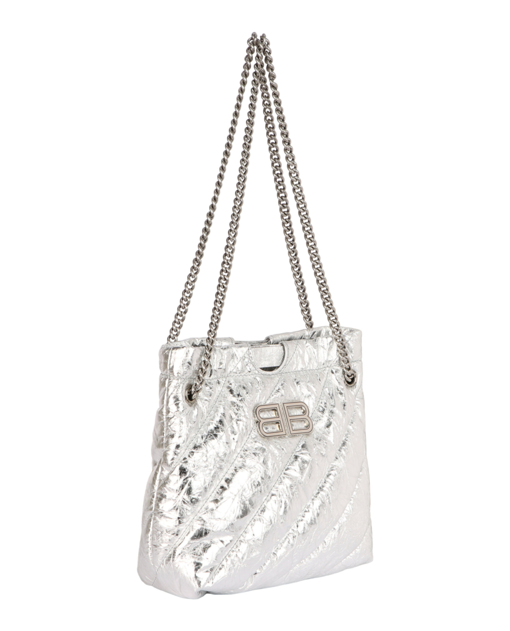 BOLSO BALENCIAGA XS ACOLCHADOS METALIZADOS CRUSH (MUJER) PLATA - 4