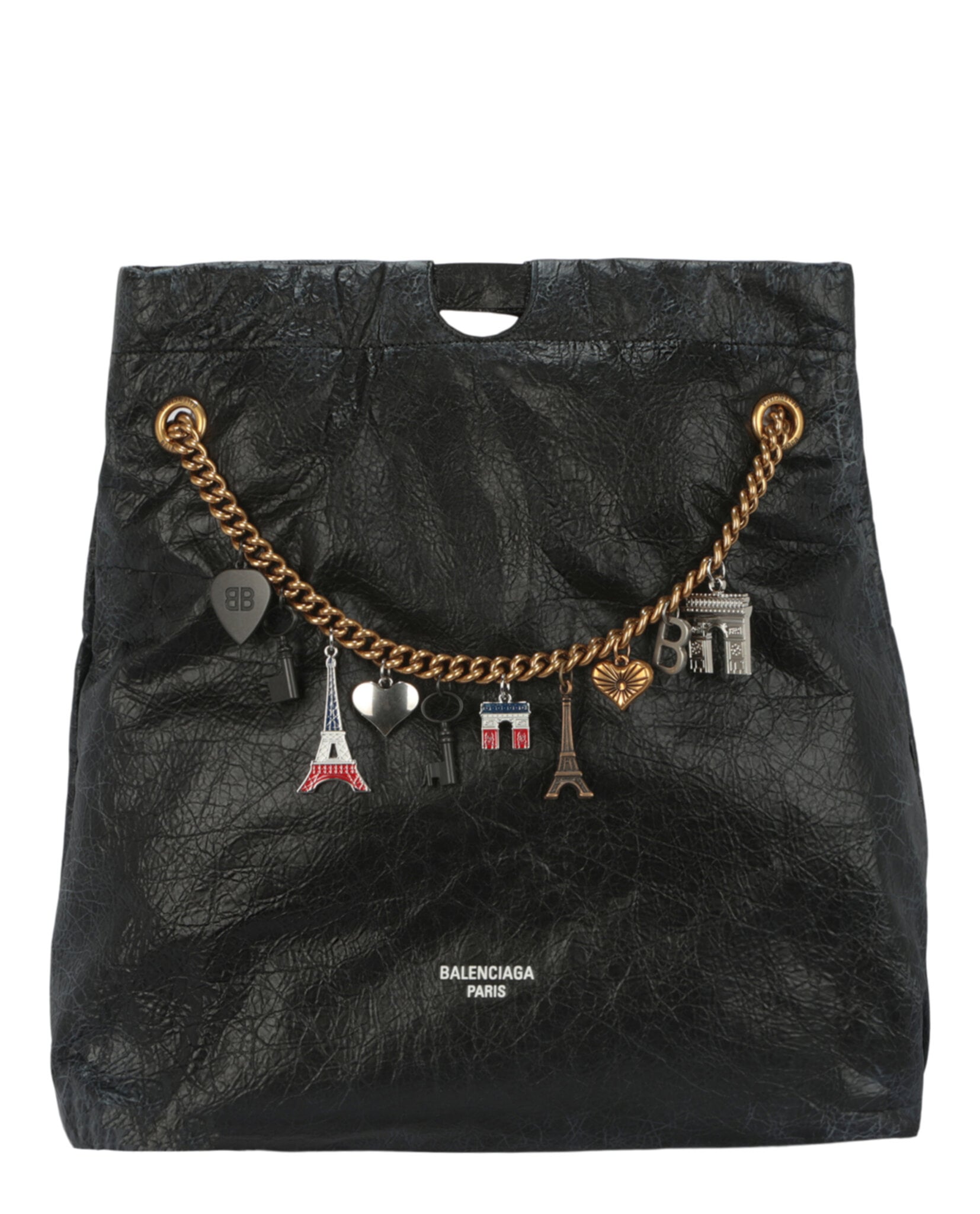 BOLSO DE MANO BALENCIAGA CRUSH LEATHER MEDIUM TOTE (MUJER) NEGRO - 1