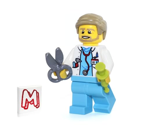 LEGO MINIFIGURA DEL HOSPITAL DE LA CIUDAD - MÉDICO (CON ESTETOSCOPIO IMPRESO JERINGA Y TIJERAS) 60204 - 1