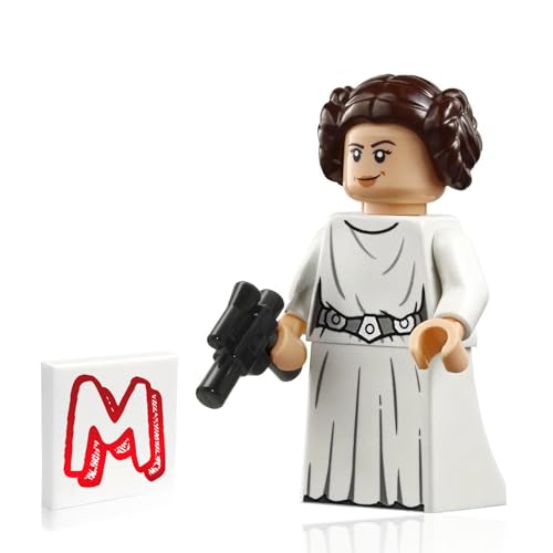 LEGO MINIFIGURA DE STAR WARS - PRINCESA LEIA (CARRIE FISHER) DEL EPISODIO 4/5/6 CON BLASTER Y MINIFIGURELAND TILE - 1