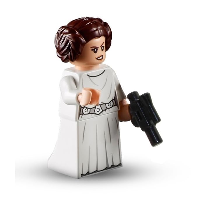 LEGO MINIFIGURA DE STAR WARS - PRINCESA LEIA (CARRIE FISHER) DEL EPISODIO 4/5/6 CON BLASTER Y MINIFIGURELAND TILE - 2