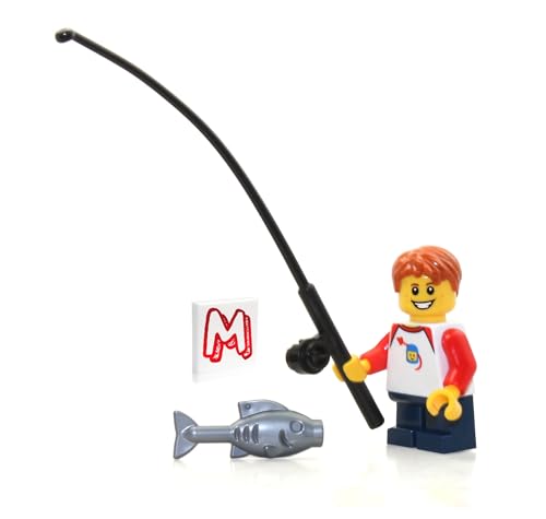 LEGO MINIFIGURA DE AVENTURA AL AIRE LIBRE - CAMPER BOY NIÑO (CON CAÑA DE PESCAR Y PESCADO) - 1