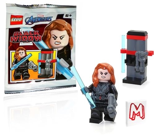 LEGO MARVEL SUPER HEROES AVENGERS TOWER BATTLE MINIFIGURA - VIUDA NEGRA (BRAZOS IMPRESOS) CON SOPORTE PARA ARMAS - 1