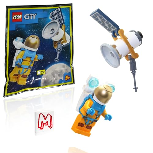 LEGO CITY MINIFIGURA PUERTO ESPACIAL - ASTRONAUTA (CON JETPACK Y SATÉLITE) PAQUETE DE 22 PIEZAS DE PAPEL DE ALUMINIO - 1