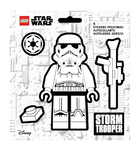 LEGO STAR WARS STICKER - STORMTROOPER NEGRO WHITE (53751) - 5 DIE-CUT PET STICKERS 1 SHEET FOR WATER BOTTLE LAPTOP NOTEBOOK - 1