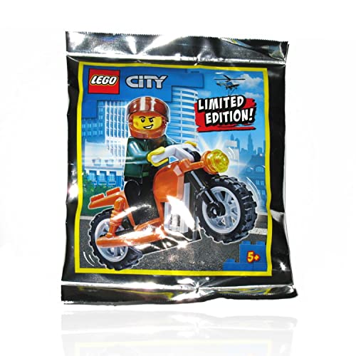 LEGO TOWN CITY MINIFIGURA - COOL KID ON DARK ORANGE - PAQUETE DE LÁMINAS PARA MOTOCICLETA EDICIÓN LIMITADA (16 PIEZAS) - 3