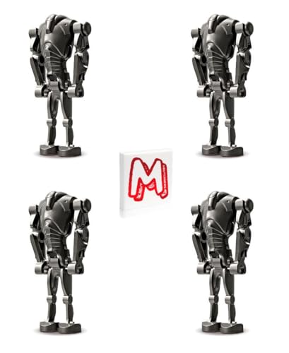 LEGO STAR WARS - MINIFIGURA DE THE CLONE WARS - SUPER BATTLE DROID (GRIS OSCURO PERLA) PAQUETE DE 4 CON AZULEJOS MINIFIGURELAND - 2