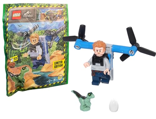 LEGO JURASSIC WORLD DOMINION - MINIFIGURA OWEN GRADY (CON AZUL THE RAPTOR Y DINOSAUR EGG) 75930 - 1