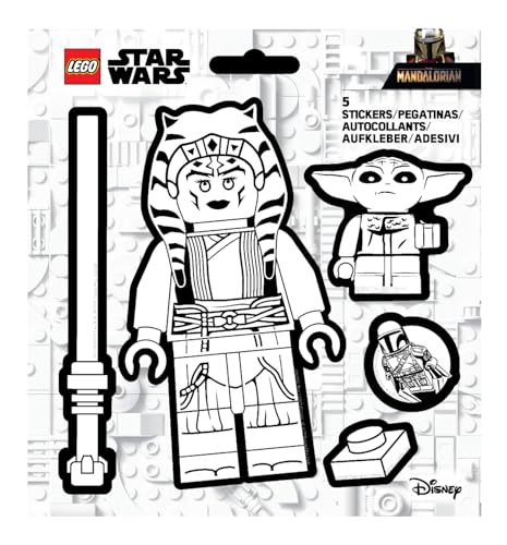 LEGO STAR WARS THE MANDALORIAN AHSOKA TANO BW 53757 5 CALCOMANÍAS 1 HOJA BLANCO Y NEGRO PARA BOTELLA DE AGUA LAPTOP CUADERNO - 1