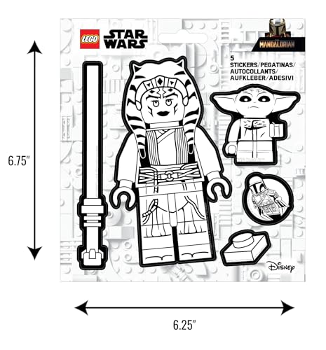 LEGO STAR WARS THE MANDALORIAN AHSOKA TANO BW 53757 5 CALCOMANÍAS 1 HOJA BLANCO Y NEGRO PARA BOTELLA DE AGUA LAPTOP CUADERNO - 2
