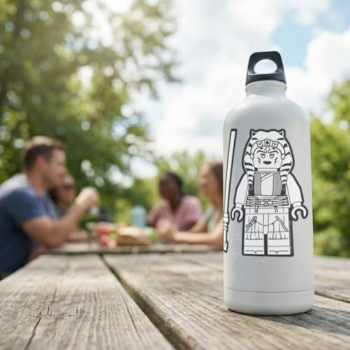 LEGO STAR WARS THE MANDALORIAN AHSOKA TANO BW 53757 5 CALCOMANÍAS 1 HOJA BLANCO Y NEGRO PARA BOTELLA DE AGUA LAPTOP CUADERNO - 6