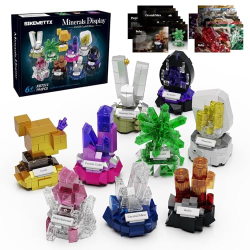 JUEGO DE BLOQUES DE CONSTRUCCIÓN DE EXHIBICIÓN MINERAL 794 PIEZAS PAQUETE DE 9 MODELOS DE PIEDRAS PRECIOSAS COLECCIÓN CRYSTAL - 1