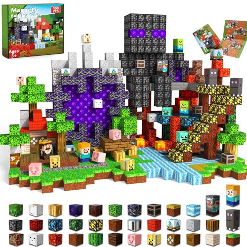 GRACEDUCK 100 PCS BLOQUES MAGNÉTICOS BLOQUES DE CONSTRUCCIÓN MAGNÉTICOS IMANES APILABLES PARA NIÑOS JUGUETE SENSORIAL PARA STEM - 1